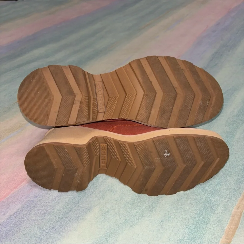 Sorel Womens Hi-Line Heel Lace Warp Red Tawny Buff Size 8